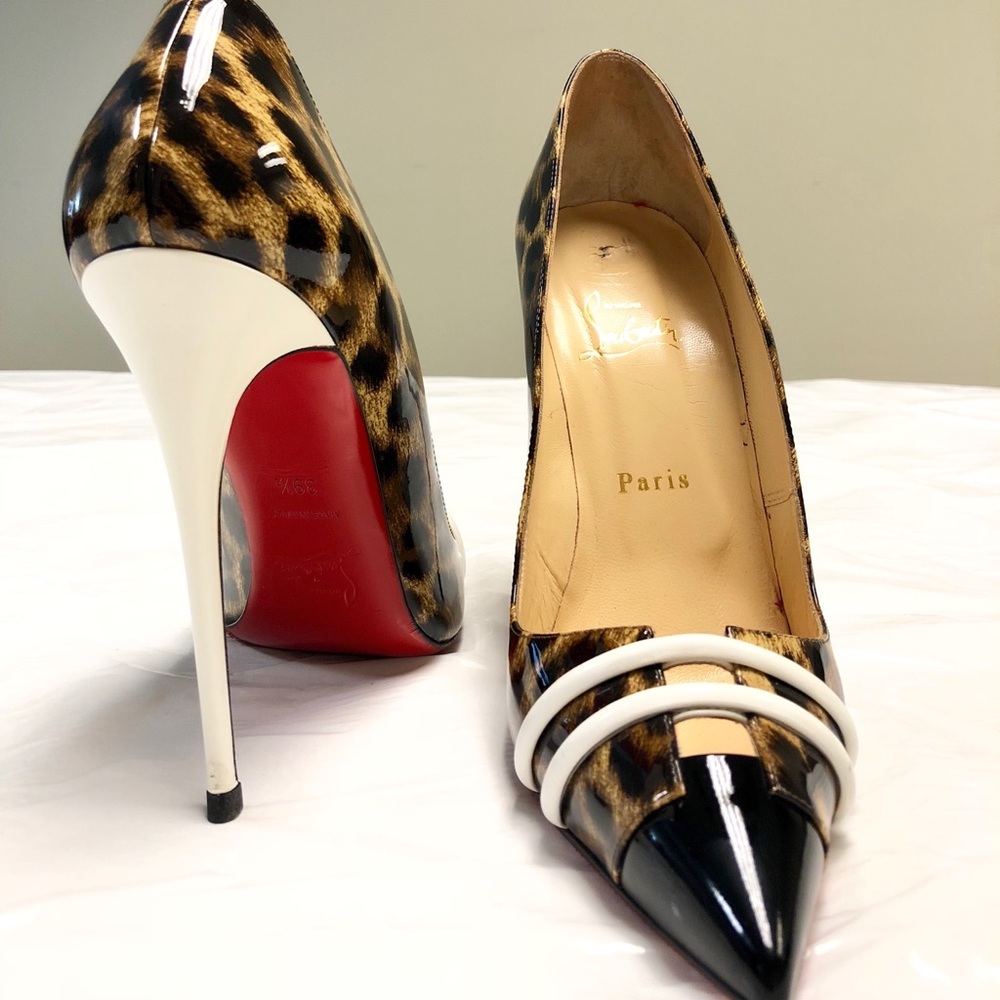 Christina Louboutin Cheetah heel with white detail